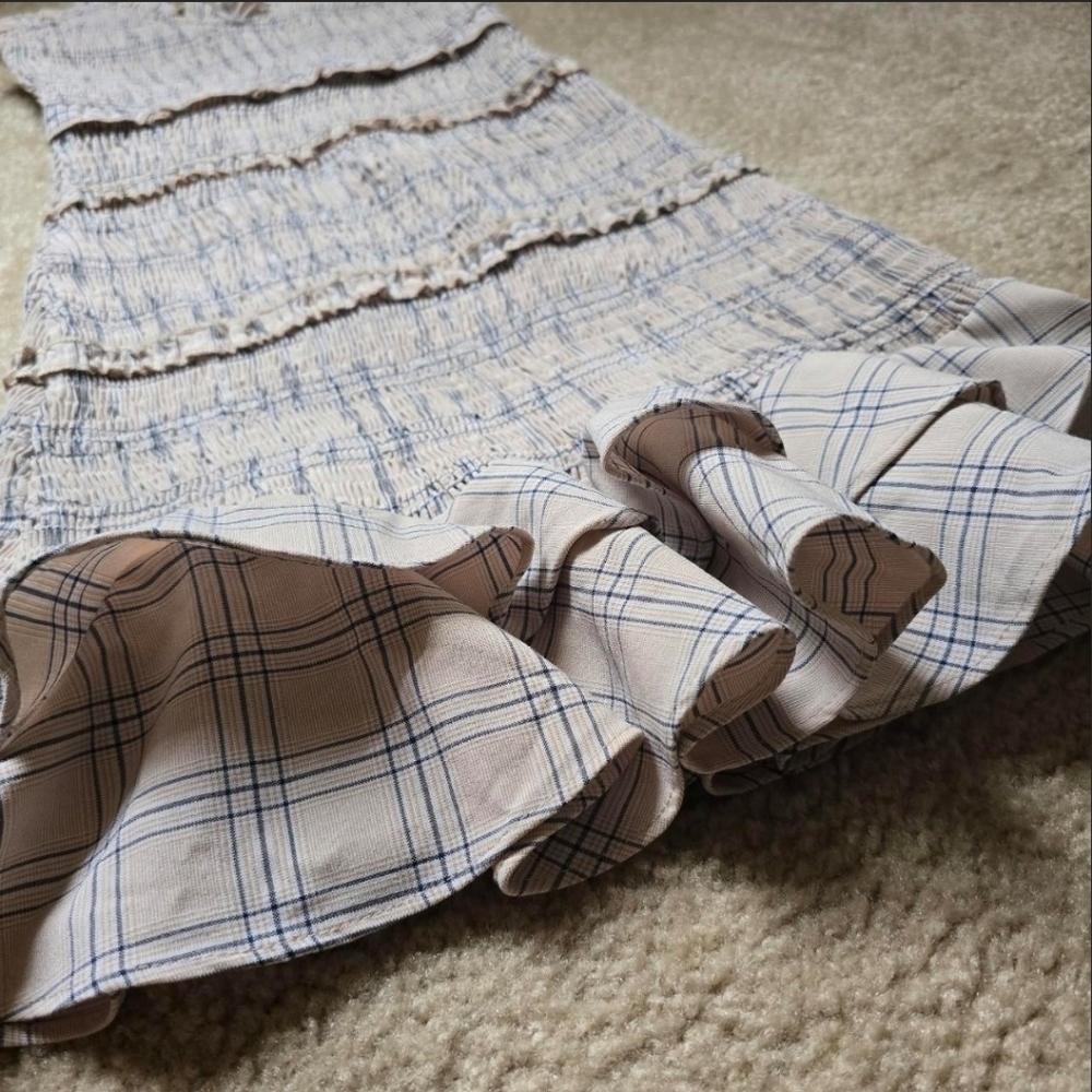 Lulus Size XS Ruffle Trimmed Plaid Mini Dress